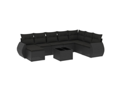 Maison Exclusive - Conjunto de sofás de jardín de 9 piezas con cojines de mimbre y patas negras