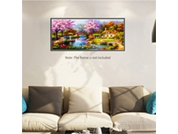 Kit de pintura de diamantes 5D DIY de 79x38 cm con patrón de paisaje y piedras de mosaico para la decoración de la pared del hogar.