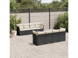 Conjunto de sofás de jardín de 9 piezas DKD Home Decor con cojines de mimbre negros