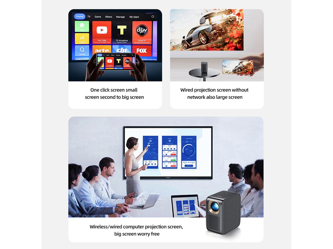 Proyector portátil (compatible con keystone, enfoque automático)