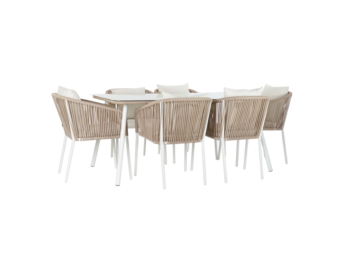 Set 7 Mesa Comedor Aluminio 6 Sillas Con 160x90x75cm