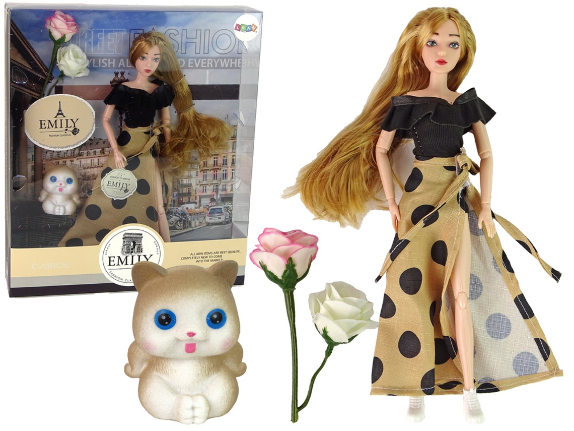 Muñeca Emily con pelo largo de gato rosa B.active
