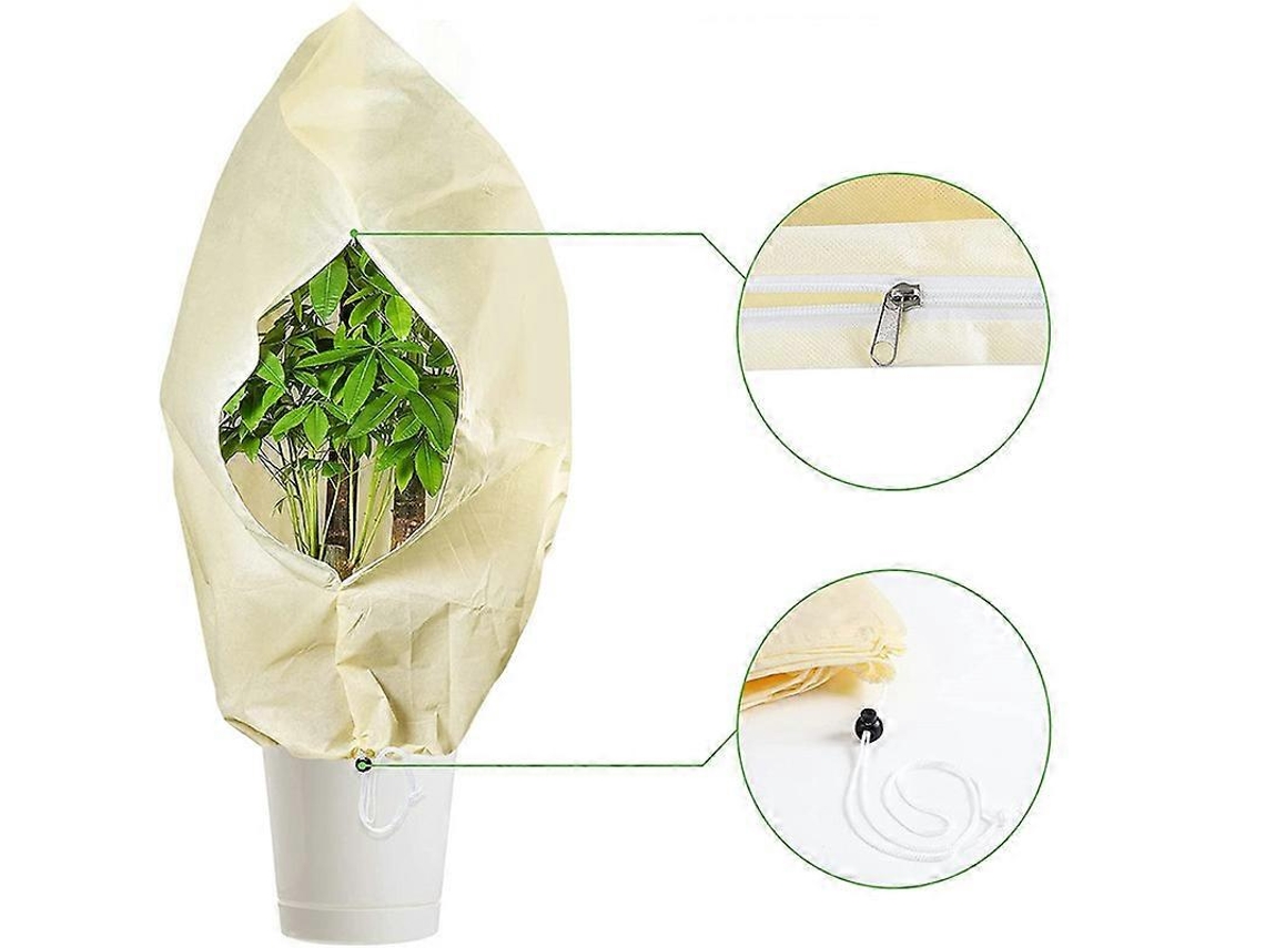 Manta De Protección Fría Para Plantas Beige Resistente A Escalofríos E Insectos Con Cuerda De Tracción (0.6m Ancho 0.8m Alto)