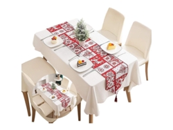Camino De Mesa Navideño De Algodón Con Estampado De Tartán Rojo, Decorativo, Lavable, Con Flecos Para El Hogar.