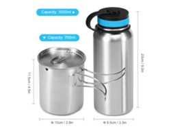 Botella isotérmica de acero inoxidable de 1000 ml con vaso de 700 ml