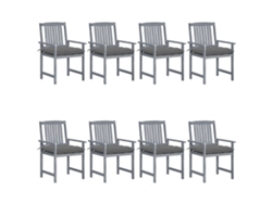 Sillas de jardín DKD Home Decor de 8 piezas con cojines, acacia maciza, gris