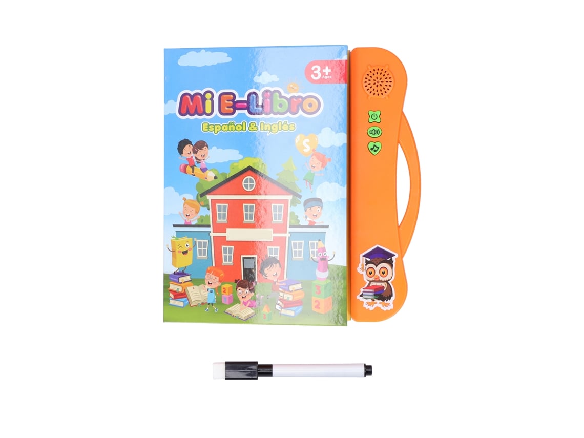 Brinquedo E-book Infantil Aprendizagem Precoce Espanhol Inglês Letras Palavras Música (laranja)