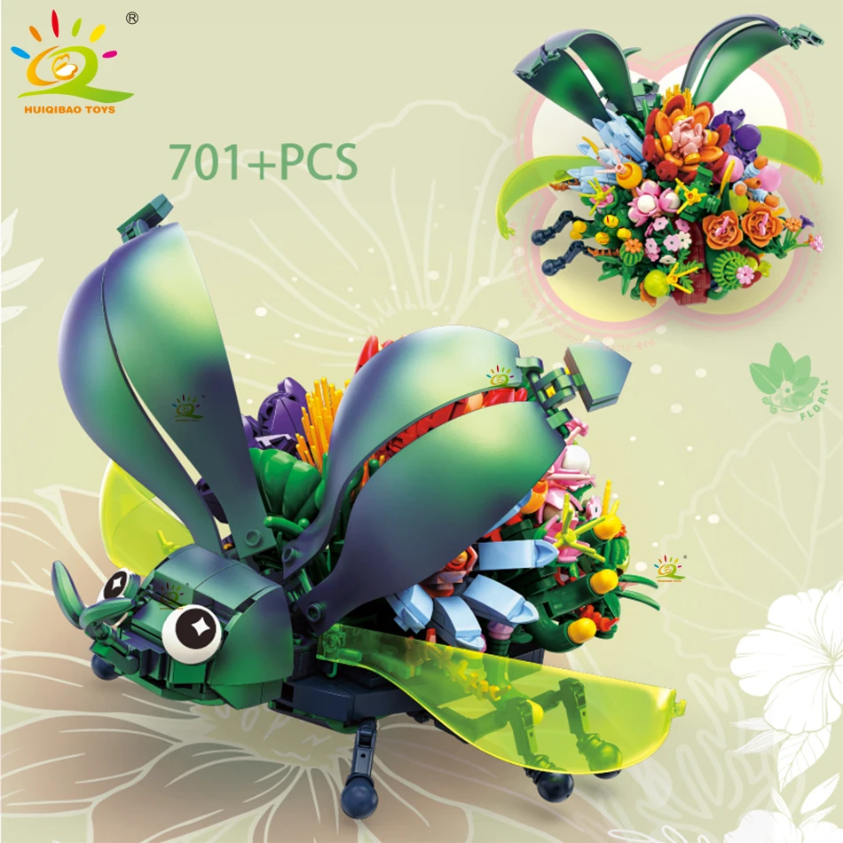 Bloques De Construcción Moc De Flores E Insectos, Juguetes Decorativos