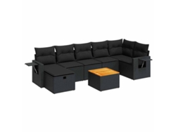 Juego de 8 sofás de jardín con cojines de mimbre, color negro, EXCLUSIVA MAISON (N/D)
