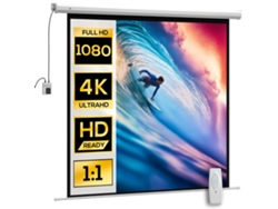 Pantalla de proyección motorizada de 85 pulgadas, 4K HD, eléctrica, para montaje en pared o techo, con panel de control y mando a distancia. VISTA