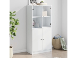 Aparador Alto Con Puertas Madera Ingeniería Blanco 68x37x142 Cm