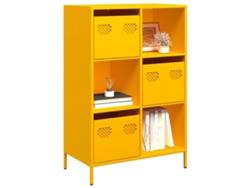 Aparador | Mueble De Comedor | Buffet De Acero Amarillo Mostaza 68x39x103,5 Cm Wsd21523