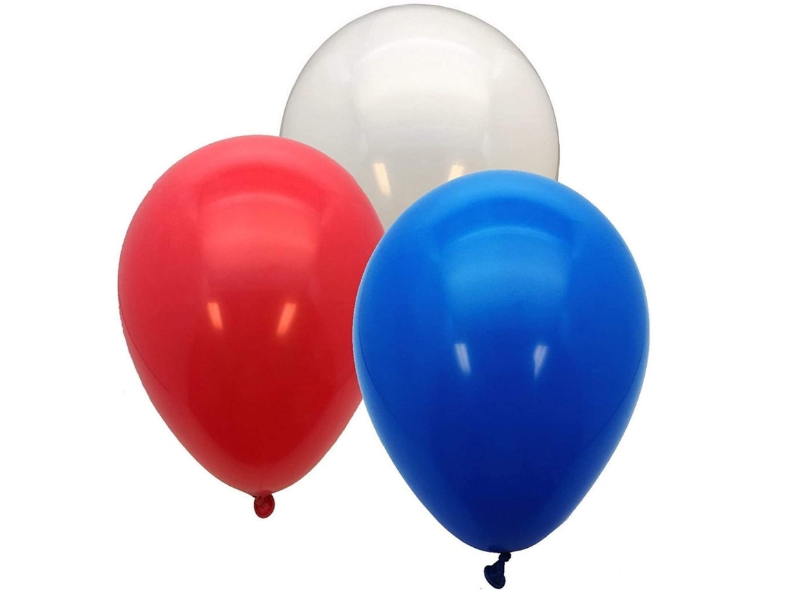 Cortinas De Poliéster Con Globos De Goma Rojos, Blancos Y Azules (60 Juegos), De 30 Cm, Ideales Para Fiestas.