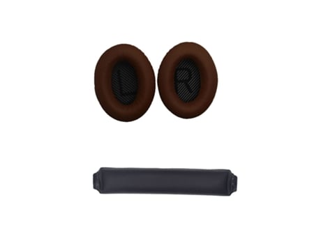 Protetores de ouvido e faixa de cabeça de reposição para fones de ouvido Bose QC15 QC25 QC35 Café+Negro