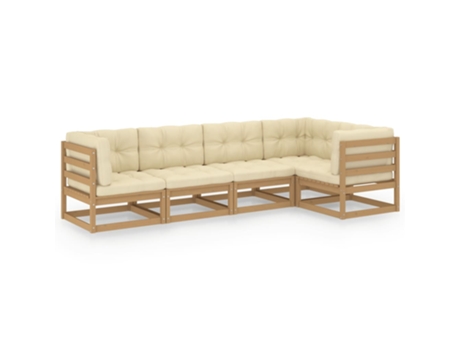Conjunto 5 de muebles de jardín VIDAXL y cojines madera pino maciza