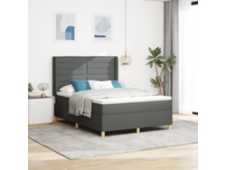 Cama Box Spring Con Colchón Tela Gris Oscuro 160x200 Cm