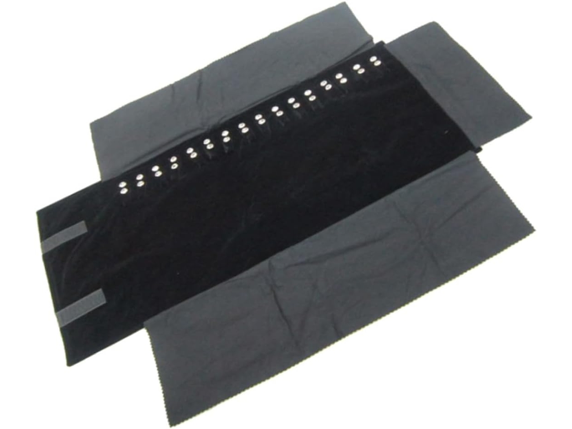 Estuche Enrollable De Felpa Negra Para Guardar De Forma Segura Pendientes Y Collares.
