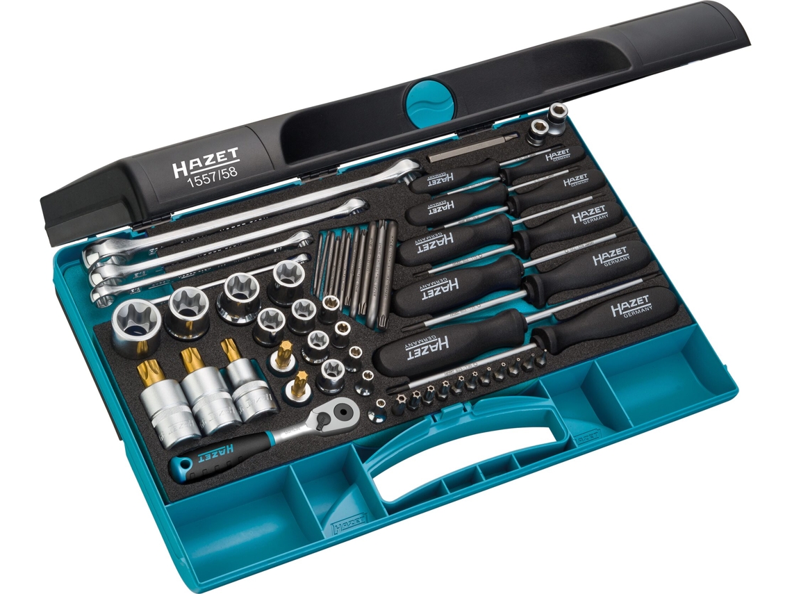 HAZET 1557/58 Juego de Herramientas Torx: Cuadrado Hueco 1/4 Pulgadas 6 3 Mm Cuadrado Hueco 3/8 Pulgadas 10 Mm Cuadrado Hueco 1/2 Pulgadas 12