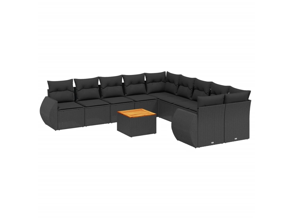 Maison Exclusive - Set De Sofás De Jardín 11 Pzas Y Cojines Ratán Sintético Negro