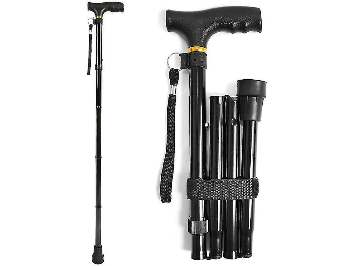 Bastón plegable, bastón para hombres y mujeres, bastón portátil con empuñadura en T, altura ajustable, antideslizante.