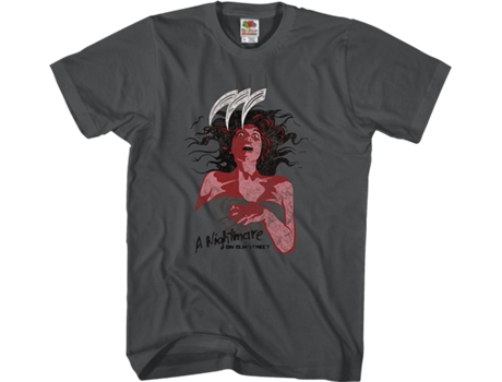 Camiseta Unisexo DEEPSTONE Illustrated Poster Nightmare On Elm Street Carbón (XXL)