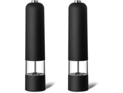 Juego de 2 molinillos eléctricos de sal y pimienta, automáticos de acero inoxidable, a pilas. Rosewell