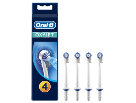 Pack 4 Cabezales recambio originales oralb para irrigador oxyjet cepillo nozzel blanco unidades irrigadores ud. 4piezas dental braun bucal y azul ed17 ed174