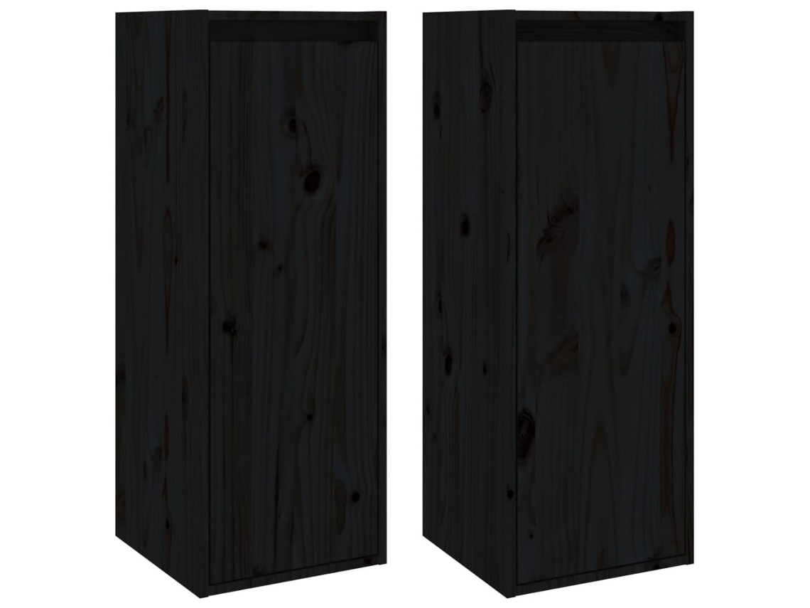 Conjunto de 2 armarios de pared de pino macizo negro MAISON EXCLUSIVE (30x30x80 cm)