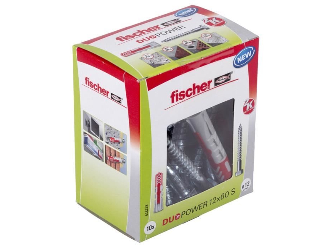 Taco Duopower Totalmente Material 12x60 Mm Con Tornillos Caja Con 10 Unidades Fischer