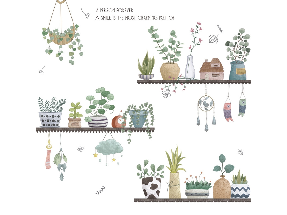 Plantas autoadhesivas en vidrio removible, decoración para pared de dormitorio Kofihety