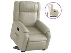 Sillón reclinable elevable cuero VIDAXL artificial color crema