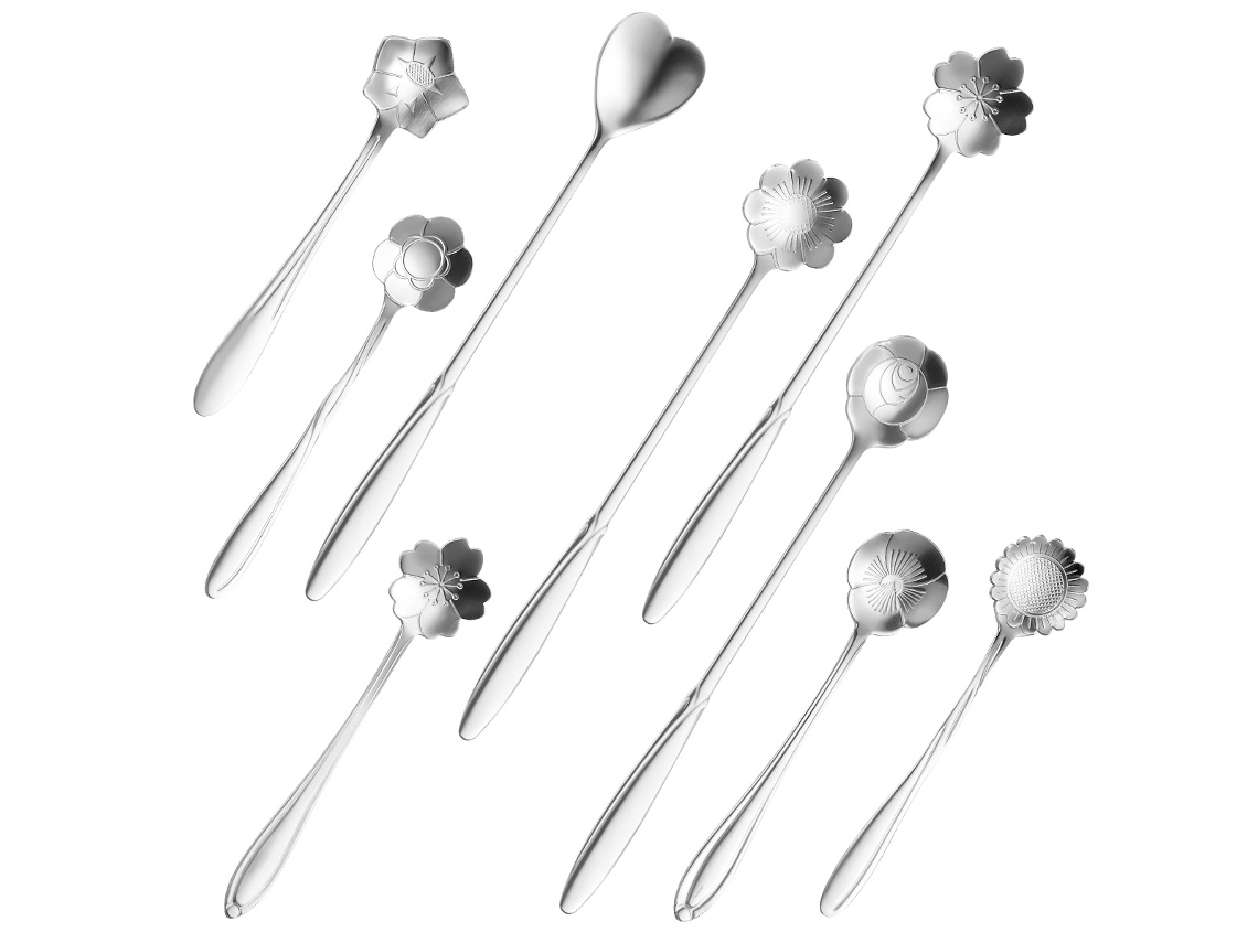 Juego de 9 Cucharas de Acero Inoxidable - Flores RNEMITERY