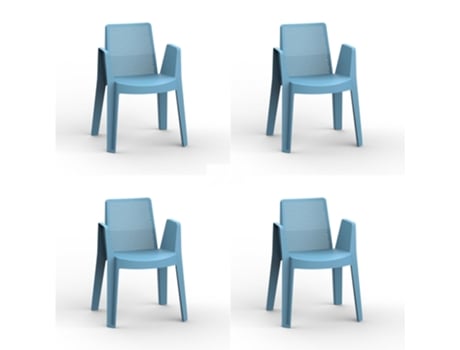 GARBAR PLAY Set 4 Silla Con Brazos Interior Exterior Azul retro