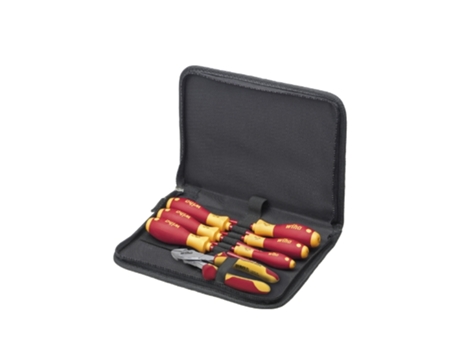 WIHA Juego de herramientas para electricistas con destornilladores, alicates de corte diagonal de fuerza, de 8 unid., incl. funda para herramientas (3