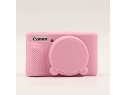 Funda de silicona para cámara Canon PowerShot SX740/SX730 HS con tapa de lente extraíble, rosa GERTIZ