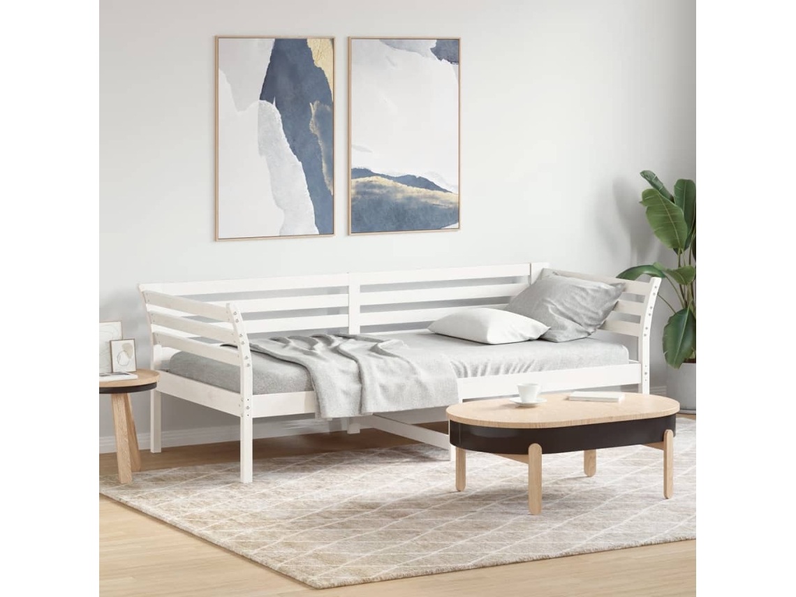 Sofá Cama Sin Colchón Madera Maciza De Pino Blanco 80x200 Cm