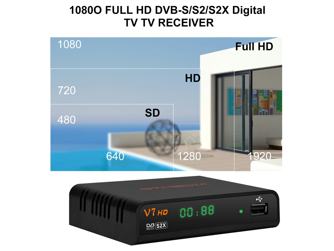 Receptor De Tv Digital Gtmedia V7 Hd Dvb-s/s2/s2x Decodificador 1080p Con Control Remoto