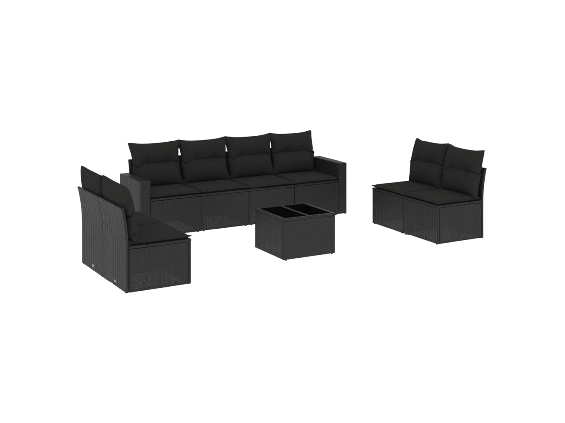 Maison Exclusive - Set De Sofás De Jardín 8 Piezas Y Cojines Ratán Sintético Negro