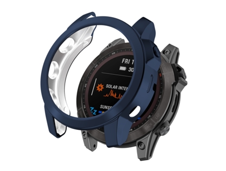 Caja de reloj con galvanoplastia hueca de medio embalaje de TPU Garmin Fenix 7 (azul medianoche)