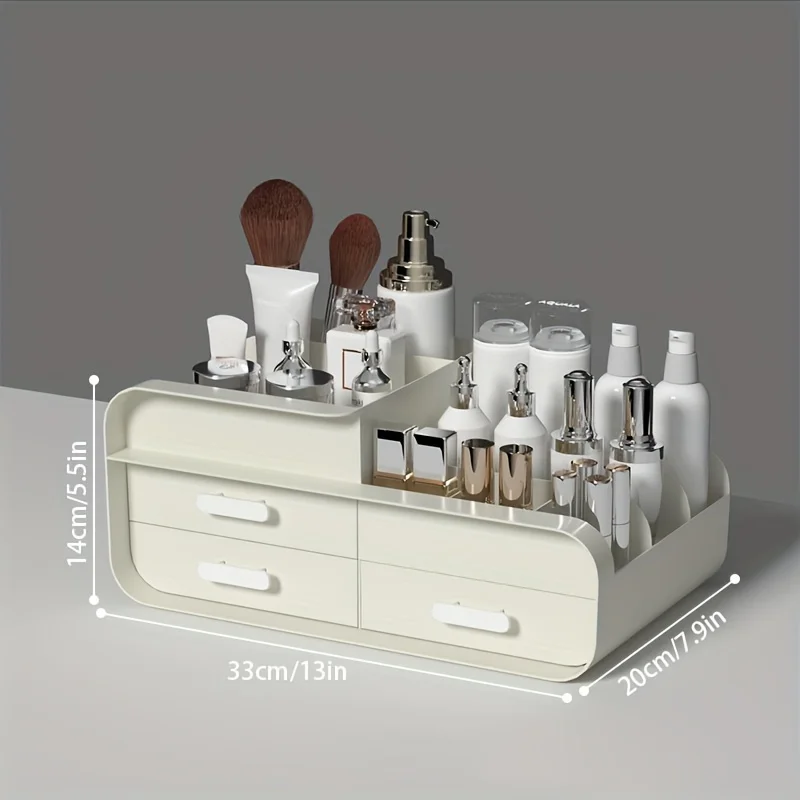 (beige L) Cajón De Almacenamiento De Cosméticos Para Dormitorio, Decoración De Plástico, Gran Capacidad