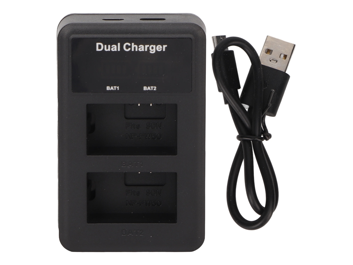 Carregador De Bateria Usb Dual Para Np Fw50 Para Câmeras A6000 A6400 A7m2 A7r2 S2 A6300 A6100 A5100 Zve10 Com Display Lcd 5v