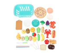 Conjunto de Cozinha Educativa Rebe com Frutas e Legumes, Brinquedo Portátil para Cortar para Crianças