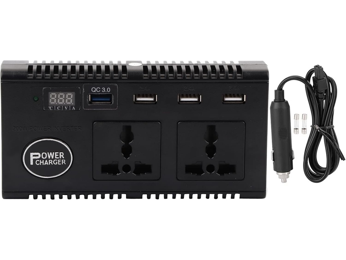 Inversor De Corriente Para Coche De 200 W Con Función De Transmisión De Voz Y Cargador Portátil.