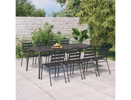 Conjunto 9 de comedor de jardín VIDAXL acero gris antracita