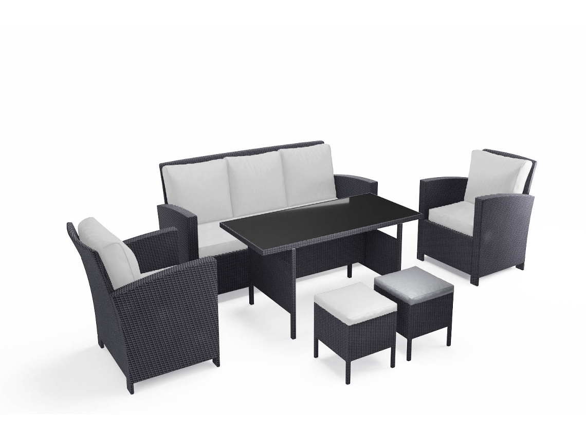 Conjunto de Jardín CONCEPT U Modena (Negro y Blanco - Resina - 210x116x90 cm)