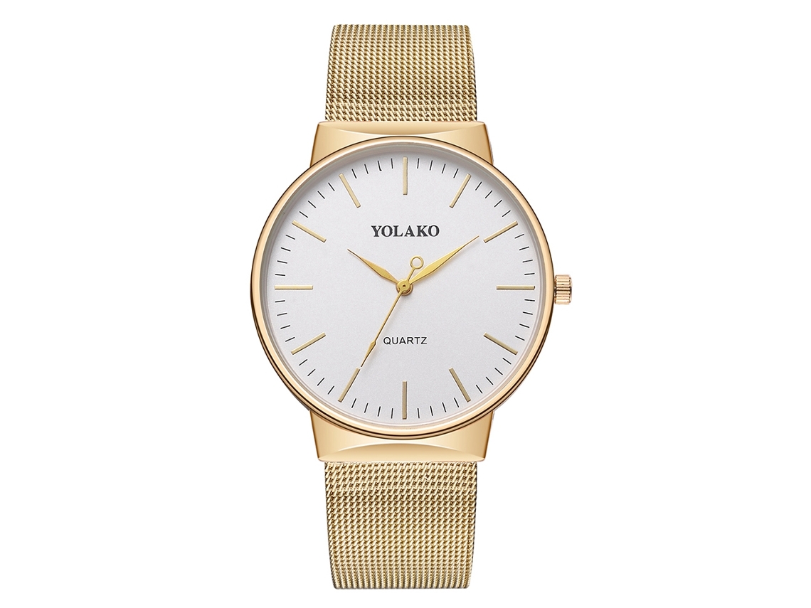 Reloj De Pulsera Analógico De Cuarzo Yolako Yk132 Para Hombre, Color Dorado, Con Eslabones Redondos, A La Moda.