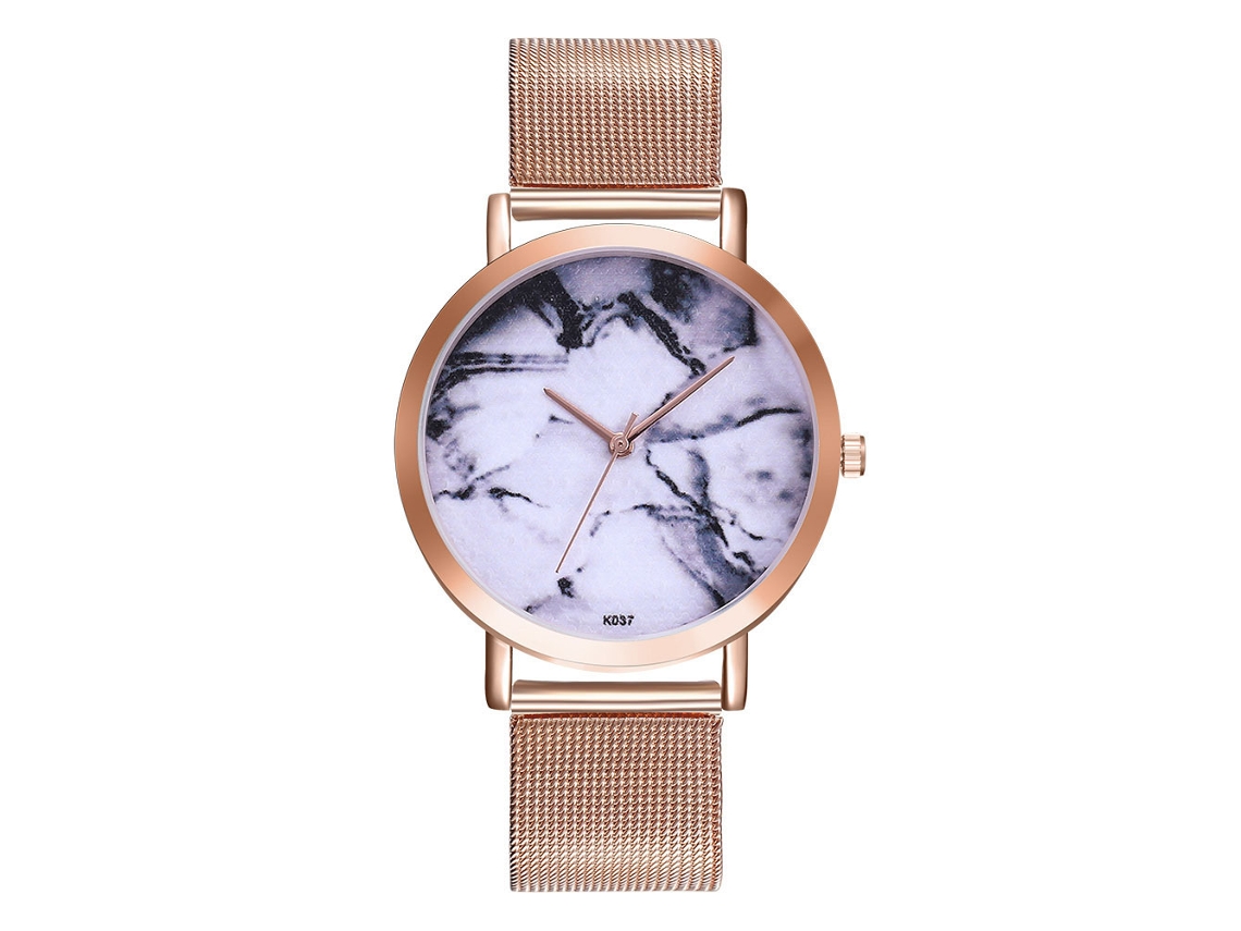 Reloj Unisex De Cuarzo Con Correa De Malla, Estilo Moderno, K037-w, Oro Rosa.