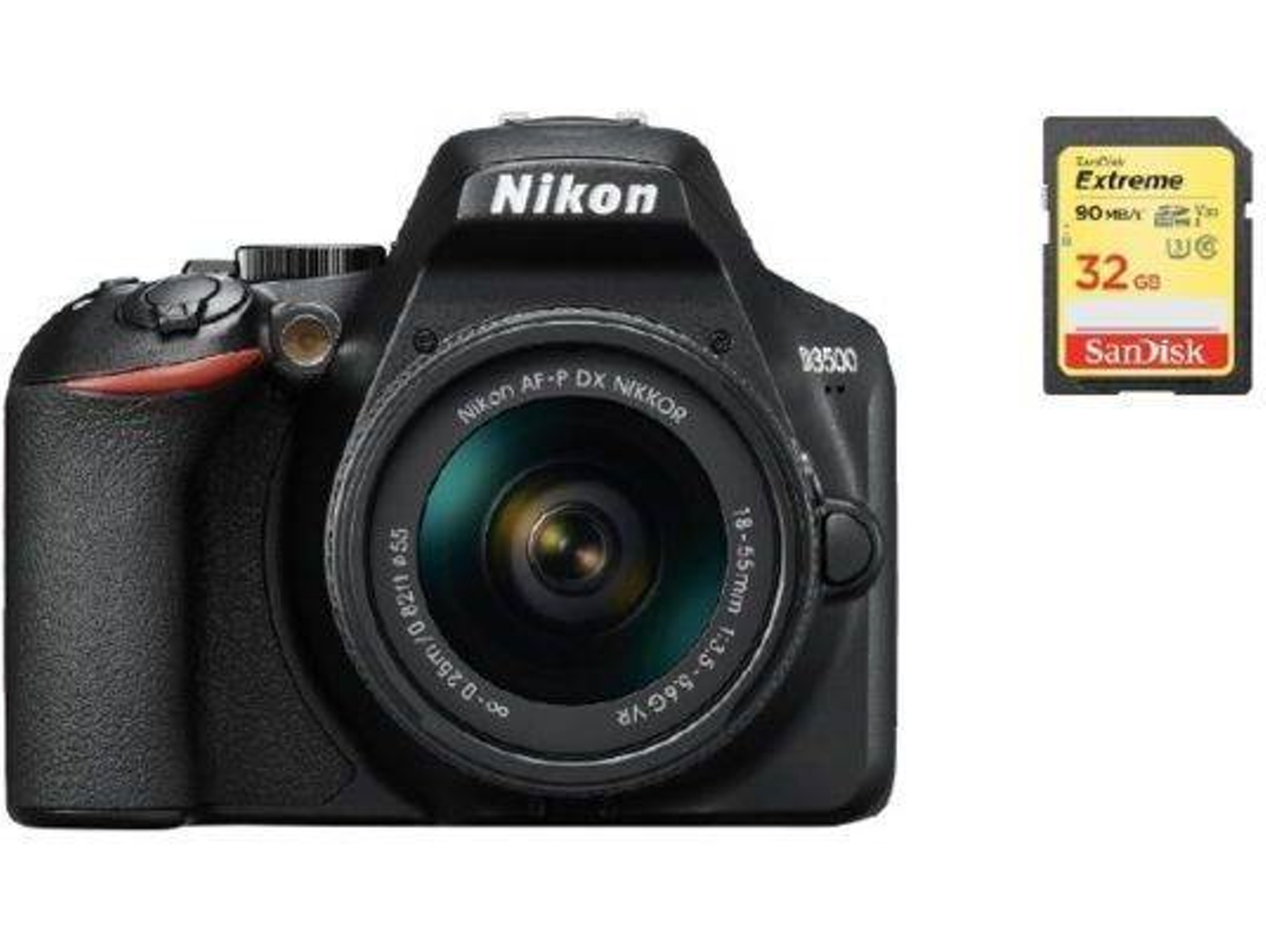 Kit Cámara Réflex NIKON D3500 AF-P 18-55mm F3.5-5.6G VR + 32GB SD