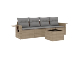 Maison Exclusive - Juego De Sofás Jardín Con Cojines 5 Pzas Ratán Sintético Beige