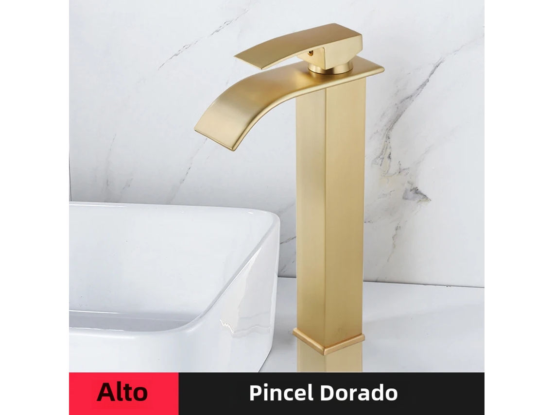 Grifo Monomando Moderno De Acero Inoxidable Para Agua Fría Y Caliente (dorado, Largo)